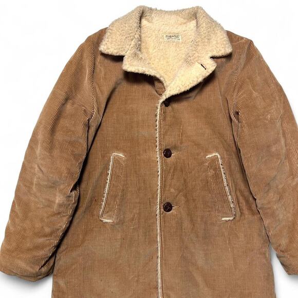 Fingerhut Vintage 70s Tan Cotton Corduroy Sherpa Rancher Western Coat 40 - Picture 3 of 7